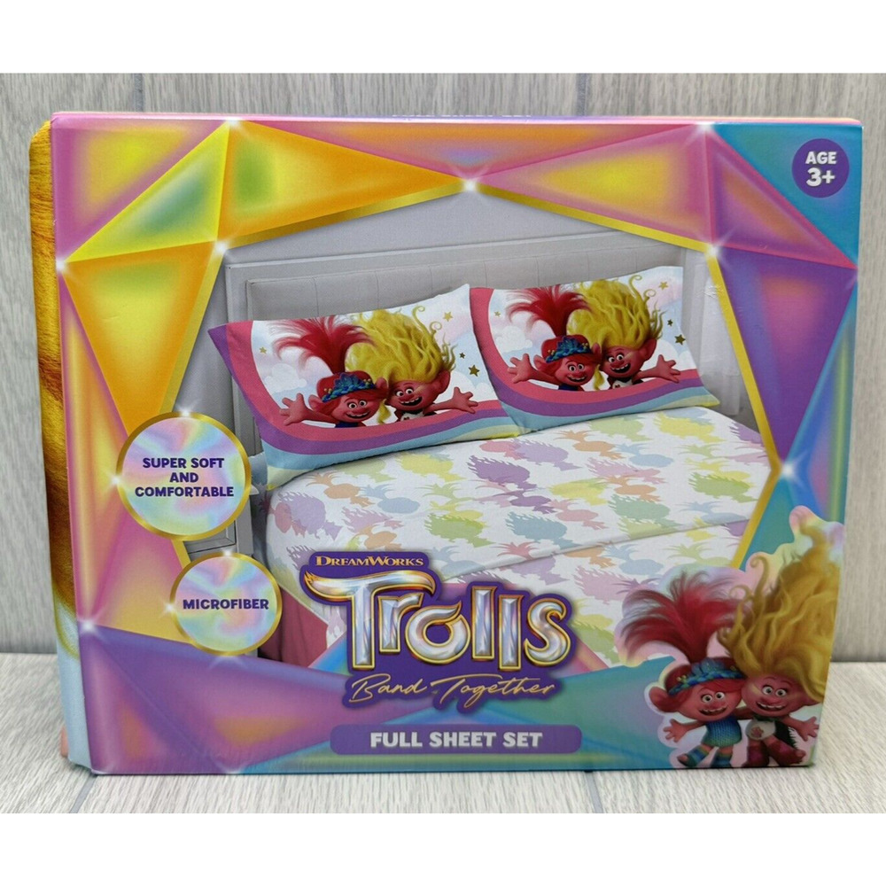 Trolls‎ Dreamworks Full Sheet Set Including Pillowcases Microfiber